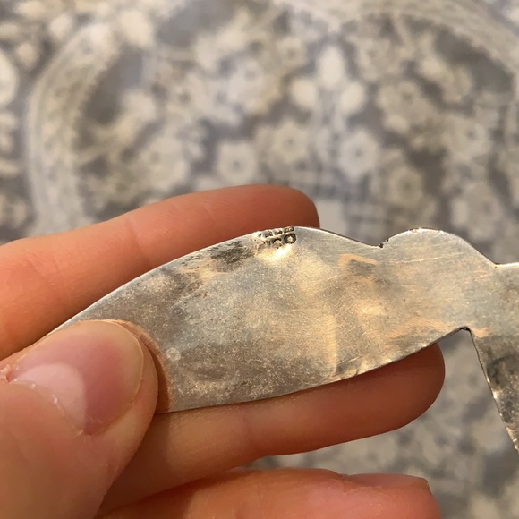 Vintage Sterling Stone Inlay Flat Necklace - Picture 5 of 5